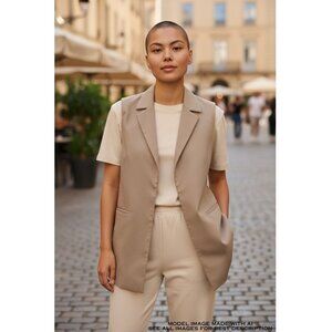 Maison D'Amelie Oatmilk Tricotine Vest M Minimalist Neutral Layer Lagenlook